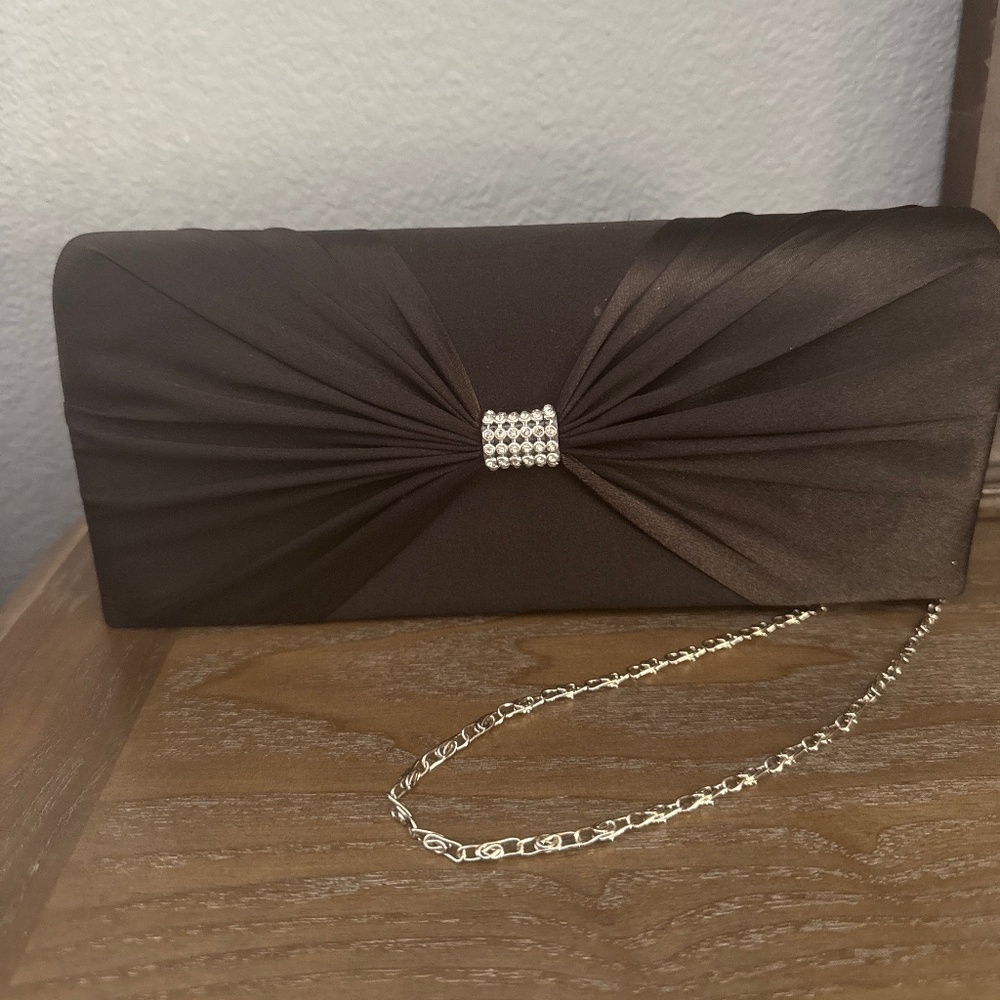 Marbella & Ashford black satin evening purse/clutch